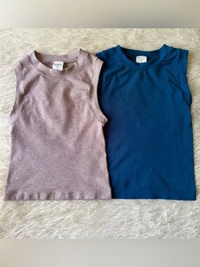 Athleta Blue and Heather Lilac Purple Tank Top Bundle Size XXS